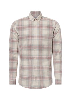 Lindbergh Męska koszula casual Mężczyźni Comfort Fit Bawełna beżowy w kratkę ze sklepu vangraaf w kategorii Koszule męskie - zdjęcie 176237376