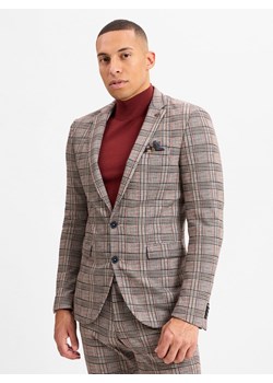 Finshley & Harding London Męska kurtka modułowa - Brixdon Mężczyźni Slim Fit beżowy w kratkę ze sklepu vangraaf w kategorii Marynarki męskie - zdjęcie 176237419