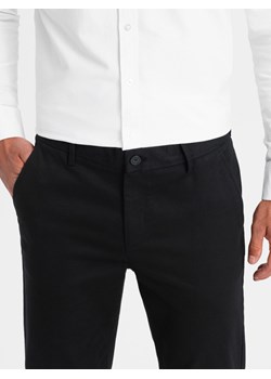 Spodnie męskie chino SLIM FIT z  delikatną teksturą - czarne V5 OM-PACP-0190 ze sklepu ombre w kategorii Spodnie męskie - zdjęcie 176237777