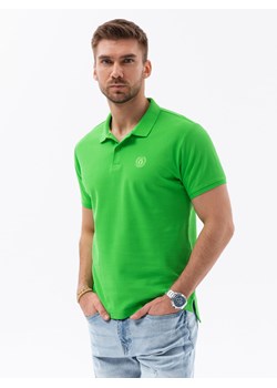 Koszulka męska polo z dzianiny pique - zielony V25 S1374 ze sklepu ombre w kategorii T-shirty męskie - zdjęcie 176237917