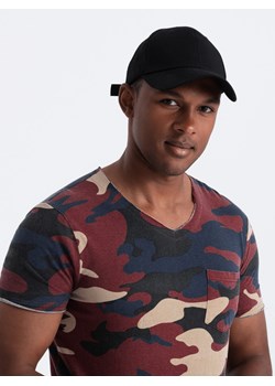 T-shirt męski bawełniany V-NECK - niebieski-camo V3 S1616 ze sklepu ombre w kategorii T-shirty męskie - zdjęcie 176245899