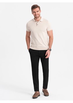 Spodnie męskie eleganckie chino SLIM FIT - czarne V4 OM-PACP-0191 ze sklepu ombre w kategorii Spodnie męskie - zdjęcie 176246285