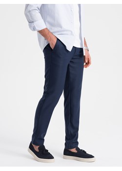 Spodnie męskie klasyczne chino SLIM FIT - granatowe V1 OM-PACP-0182 ze sklepu ombre w kategorii Spodnie męskie - zdjęcie 176246556