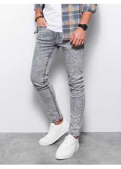 Spodnie męskie jeansowe SKINNY FIT - szare V1 P1062 ze sklepu ombre w kategorii Jeansy męskie - zdjęcie 176248409