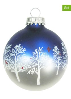 Krebs Glas Lauscha Bombki (4 szt.) w kolorze srebrno-niebieskim - Ø 7 cm ze sklepu Limango Polska w kategorii Dekoracje bożonarodzeniowe - zdjęcie 176256517