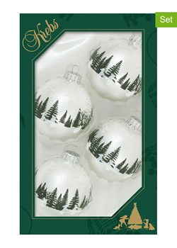 Krebs Glas Lauscha Bombki (4 szt.) w kolorze biało-zielonym - Ø 7 cm ze sklepu Limango Polska w kategorii Dekoracje bożonarodzeniowe - zdjęcie 176256519
