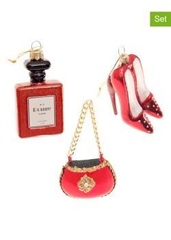 Krebs Glas Lauscha Ozdoby choinkowe (3 szt.) "Lady in Red" w kolorze czerwonym ze sklepu Limango Polska w kategorii Dekoracje bożonarodzeniowe - zdjęcie 176256576