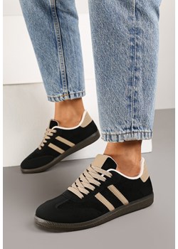 Czarne Sneakersy z Imitacji Zamszu na Płaskiej Podeszwie Memeriana ze sklepu born2be.pl w kategorii Buty sportowe damskie - zdjęcie 176258789