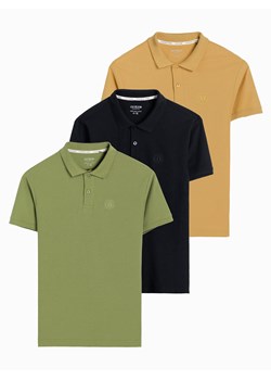 Zestaw koszulek męskich polo z dzianiny pique 3-pak - mix V21 Z28 ze sklepu ombre w kategorii T-shirty męskie - zdjęcie 176261405