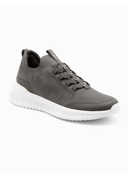 Męskie buty sneakersy wsuwane wykonane z lekkich materiałów - khaki V2 OM-FOKS-0149 ze sklepu ombre w kategorii Buty sportowe męskie - zdjęcie 176261498