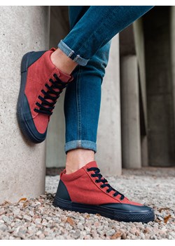 Buty męskie sneakersy - czerwone V6 T377 ze sklepu ombre w kategorii Trampki męskie - zdjęcie 176261718