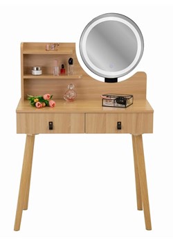 Skandynawska Toaletka Z Lustrem Led Dąb G2-E90 ze sklepu Edinos.pl w kategorii Toaletki - zdjęcie 176263529