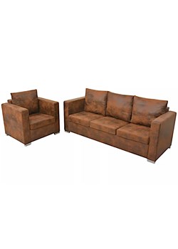 3-osobowa sofa i fotel do salonu - Lemis ze sklepu Edinos.pl w kategorii Sofy i kanapy - zdjęcie 176264377