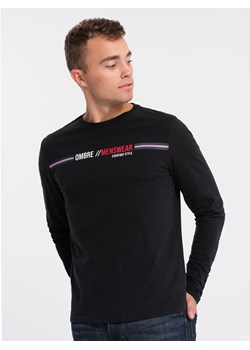 Longsleeve męski z nadrukiem - czarny V1 OM-LSPT-0119 ze sklepu ombre w kategorii T-shirty męskie - zdjęcie 176265879