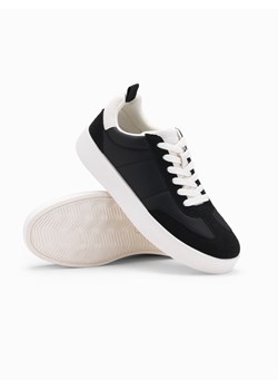 Męskie oldschoolowe sneakersy na grubej podeszwie – czarne V4 OM-FOSL-0170 ze sklepu ombre w kategorii Buty sportowe męskie - zdjęcie 176266018