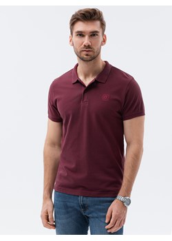 Koszulka męska polo z dzianiny pique - bordowa V10 S1374 ze sklepu ombre w kategorii T-shirty męskie - zdjęcie 176276057