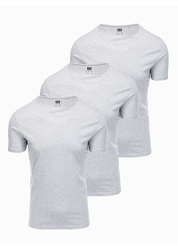 Zestaw koszulek bawełnianych BASIC 3-pak - szary melanż V16 Z30 ze sklepu ombre w kategorii T-shirty męskie - zdjęcie 176276588