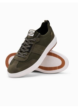 Sneakersy męskie wsuwane ze strukturalnego materiału – oliwkowe V2 OM-FOSL-0154 ze sklepu ombre w kategorii Buty sportowe męskie - zdjęcie 176282077