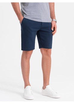 Szorty męskie SLIM FIT ze strukturalnej dzianiny - granatowy melanż V1 OM-SRCS-0126 ze sklepu ombre w kategorii Spodenki męskie - zdjęcie 176289088