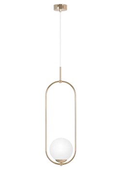 Lampa wisząca glamour na złotej obręczy z białym kloszem - A668 R3-N86 ze sklepu Edinos.pl w kategorii Lampy wiszące - zdjęcie 176289796