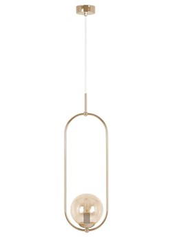 Złota nowoczesna lampa wisząca z bursztynowym kloszem - A668 D6-W83 ze sklepu Edinos.pl w kategorii Lampy wiszące - zdjęcie 176289799