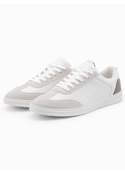 Casualowe męskie buty sneakersy OLDSCHOOL – białe V3 OM-FOCS-0104 ze sklepu ombre w kategorii Trampki męskie - zdjęcie 176291586