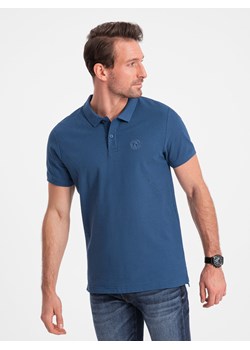 Koszulka męska polo z dzianiny pique - ciemnoniebieski V13 S1374 ze sklepu ombre w kategorii T-shirty męskie - zdjęcie 176297826