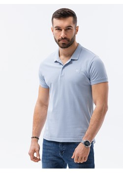 Koszulka męska polo z dzianiny pique - jasnoniebieski V17 S1374 ze sklepu ombre w kategorii T-shirty męskie - zdjęcie 176299666