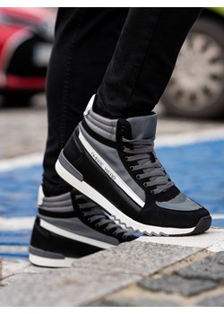 Buty męskie sneakersy za kostkę - szare V1 T358 ze sklepu ombre w kategorii Buty sportowe męskie - zdjęcie 176299877