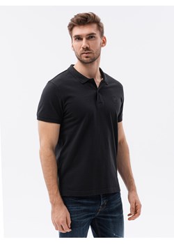 Koszulka męska polo z dzianiny pique - czarna V1 S1374 ze sklepu ombre w kategorii T-shirty męskie - zdjęcie 176301125