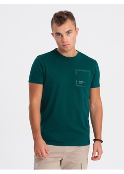 T-shirt męski bawełniany z kieszonką - morski V5 OM-TSPT-0154 ze sklepu ombre w kategorii T-shirty męskie - zdjęcie 176302427