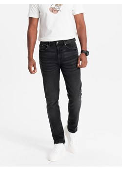 Spodnie męskie jeansowe SLIM FIT - czarne V1 OM-PADP-0110 ze sklepu ombre w kategorii Jeansy męskie - zdjęcie 176306507