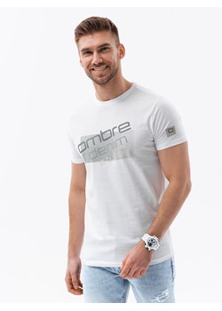 T-shirt męski bawełniany z nadrukiem - biały V1 S1749 ze sklepu ombre w kategorii T-shirty męskie - zdjęcie 176306819