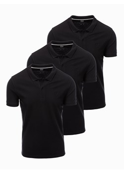 Zestaw koszulek męskich polo z dzianiny pique 3-pak - czarny V10 Z28 ze sklepu ombre w kategorii T-shirty męskie - zdjęcie 176306845