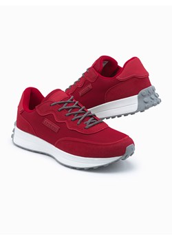 Buty męskie sneakersy z łączonych materiałów - czerwone V2 OM-FOSL-0110 ze sklepu ombre w kategorii Buty sportowe męskie - zdjęcie 176306875