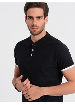 Męska koszulka polo bez kołnierzyka - czarna V8 OM-TSCT-0156 ze sklepu ombre w kategorii T-shirty męskie - zdjęcie 176306908