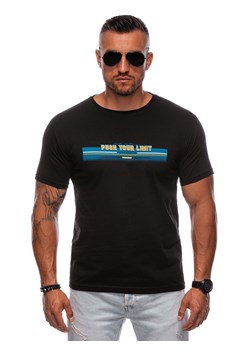 T-shirt męski z nadrukiem 1846S - czarny ze sklepu Edoti w kategorii T-shirty męskie - zdjęcie 176307877