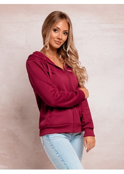 Bluza damska z kapturem 003TLR - burgundowa ze sklepu Edoti w kategorii Bluzy damskie - zdjęcie 176307937