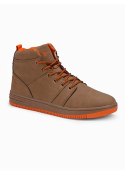 Buty męskie ocieplane sneakersy za kostkę - camel V5 OM-FOSH-0123 ze sklepu ombre w kategorii Buty zimowe męskie - zdjęcie 176308658