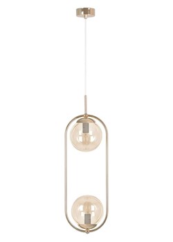 Lampa złota nad stół z 2 bursztynowymi kloszami M6-Z49 ze sklepu Edinos.pl w kategorii Lampy wiszące - zdjęcie 176309079