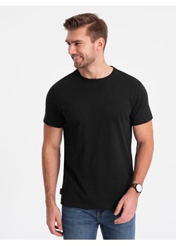 Klasyczny T-shirt męski bawełniany BASIC - czarny V1 OM-TSBS-0146 ze sklepu ombre w kategorii T-shirty męskie - zdjęcie 176309827