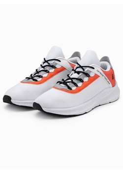 Męskie sneakersy z neonowymi wstawkami – białe V1 OM-FOKS-0118 ze sklepu ombre w kategorii Buty sportowe męskie - zdjęcie 176311987