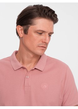 Koszulka męska polo z dzianiny pique - różowy V7 S1374 ze sklepu ombre w kategorii T-shirty męskie - zdjęcie 176312075