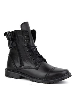 Buty męskie sztyblety militarne motocyklowe skórzane 83KZ czarne ze sklepu butyolivier w kategorii Buty zimowe męskie - zdjęcie 176315165