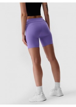 Damskie leginsy krótkie treningowe 4F 4FRSS24TSTIF007 - fioletowe ze sklepu Sportstylestory.com w kategorii Szorty - zdjęcie 176322788