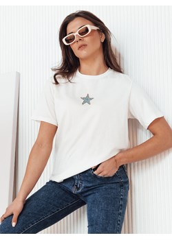 T-shirt damski STAR POWDER ecru Dstreet RY2257 ze sklepu DSTREET.PL w kategorii Bluzki damskie - zdjęcie 176329949