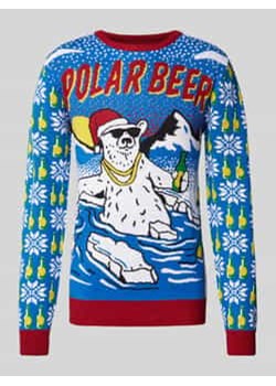 Sweter świąteczny z wyhaftowanym logo ze sklepu Peek&Cloppenburg  w kategorii Swetry męskie - zdjęcie 176355216