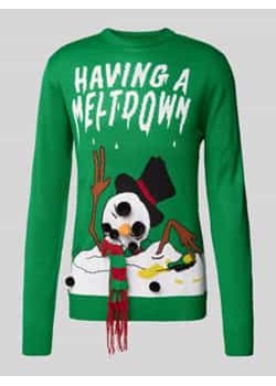 Sweter świąteczny z wyhaftowanym logo ze sklepu Peek&Cloppenburg  w kategorii Swetry męskie - zdjęcie 176355568