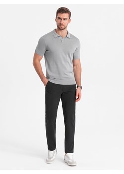 Eleganckie męskie spodnie chino SLIM FIT - grafitowe V2 OM-PACP-0191 ze sklepu ombre w kategorii Spodnie męskie - zdjęcie 176358316