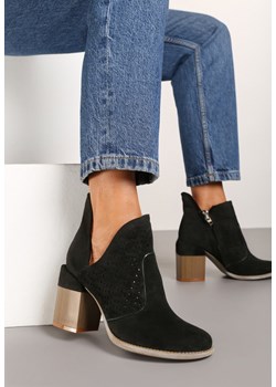 Czarne Botki Myrine ze sklepu born2be.pl w kategorii Botki - zdjęcie 176361016